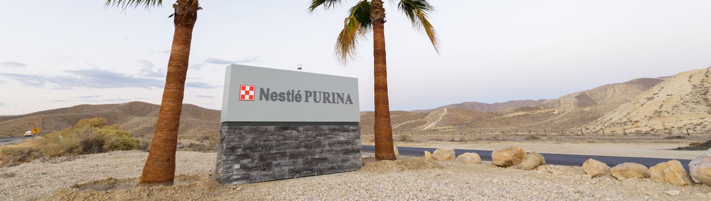 Nestlé Purina sign outside of Maricopa factory