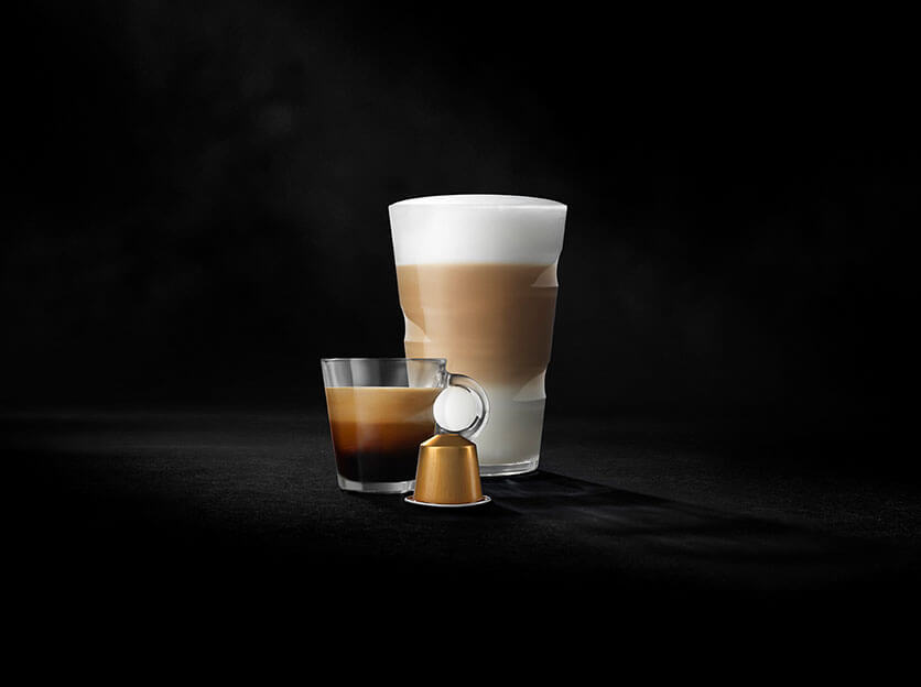 Cappuccino, latte, and coffee pod 