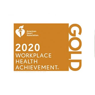 Text on white background reads 2020 Workplace Health Achievement Gold 