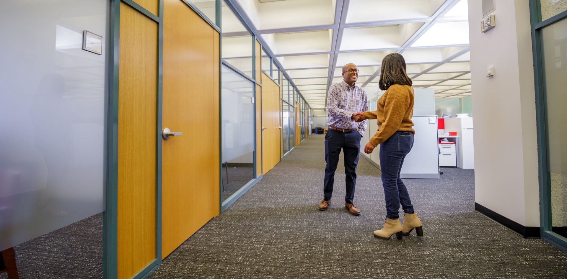 Shaking hands after an interview