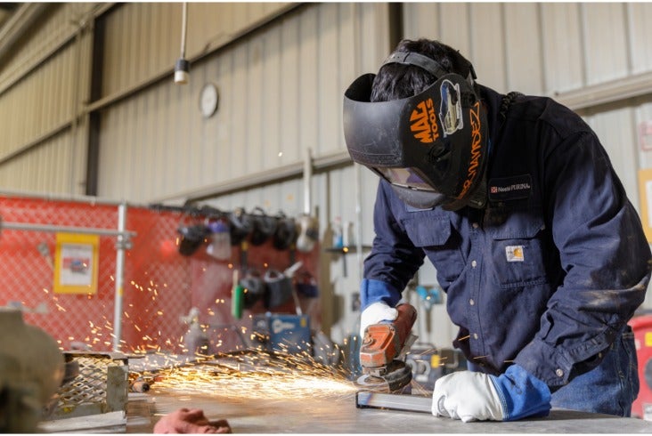 Factory worker welding