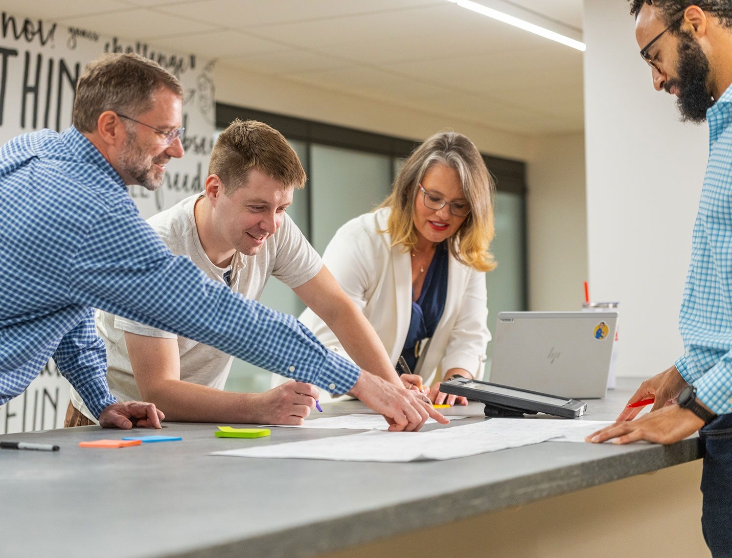 Purina employees doing a standup brainstorm session