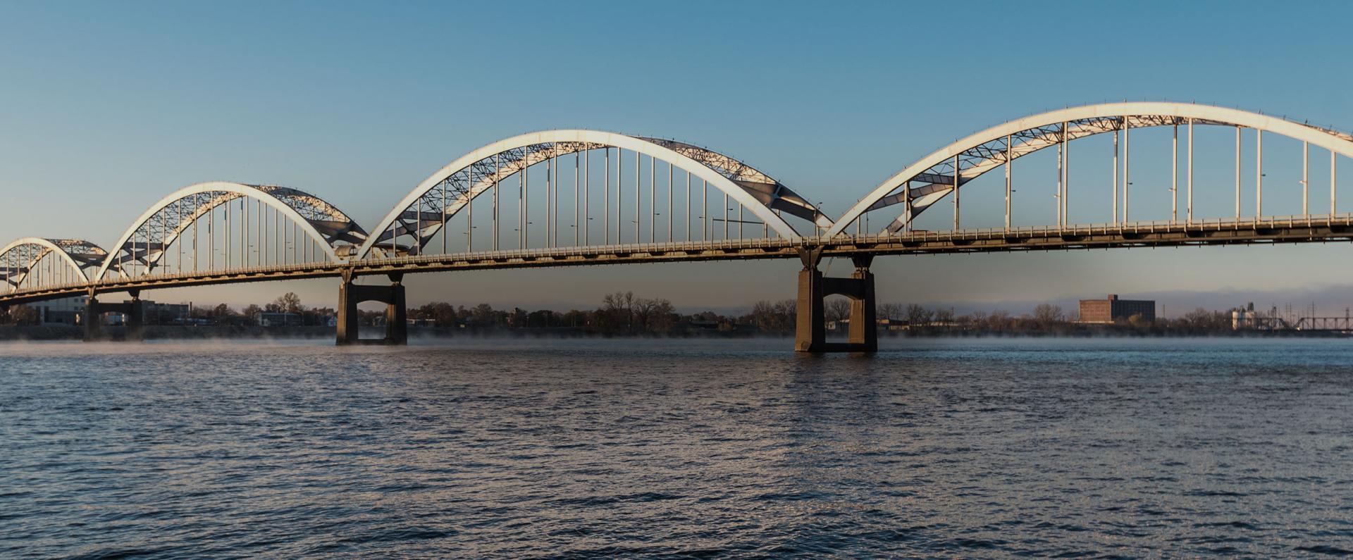 Bridge across the water in Davenport Iowa