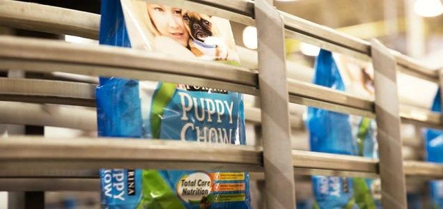 puppy chow on assembly line